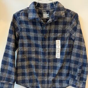 Cat & Jack Navy and Gray Plaid Button Down Shirt